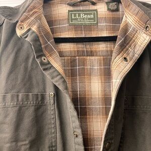 L.L. Bean Men's Army Green Barn Chore Jacket Plaid Flannel Lined | Gorpcore XL
